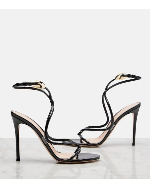 Gianvito Rossi Black Jungle Mamba Leather Sandals