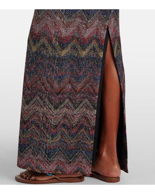 Missoni Multicolor Zig Zag Embellished Maxi Dress