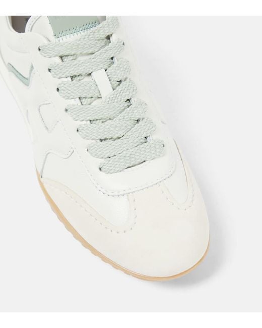 Hogan White Olympia-z Leather And Suede Sneakers