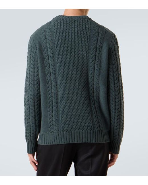 Kiton Green Cable-Knit Cashmere Sweater for men