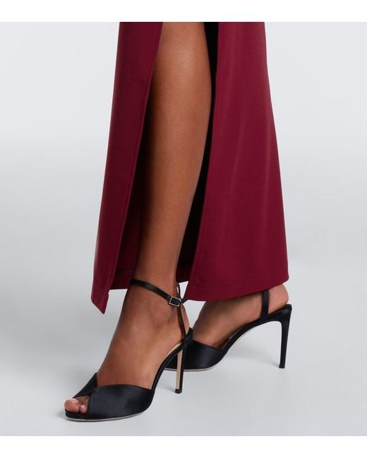Nensi Dojaka Red Paneled Strapless Gown