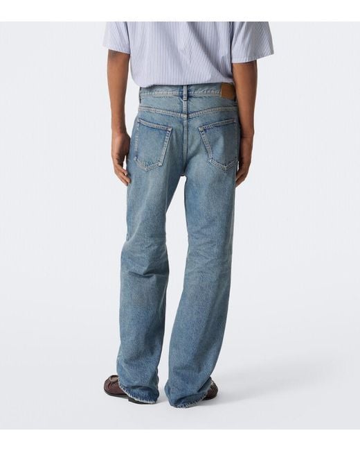 Saint Laurent Blue Faded Wide-Leg Jeans for men