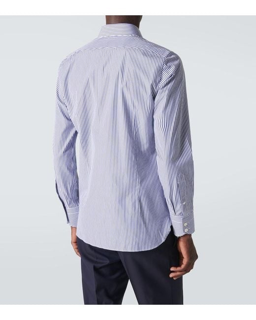 Tom Ford Blue Bengal Stripe Cotton-Blend Shirt for men