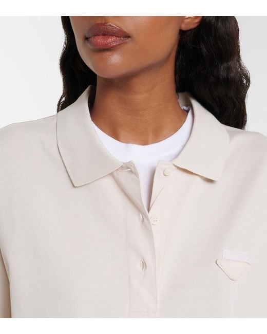 Prada White Cotton Pique And Jersey Polo Shirt