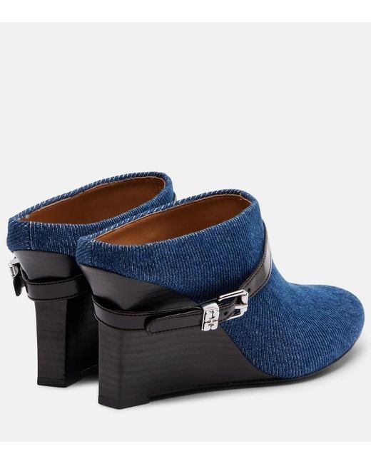 Ganni Blue Wedge Ankle Boots