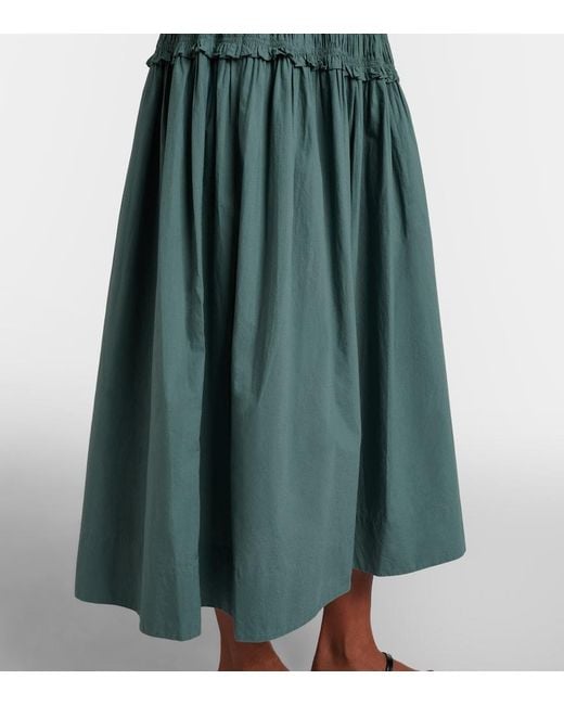 Doen Green Marianne Ruffled Cotton Poplin Midi Dress