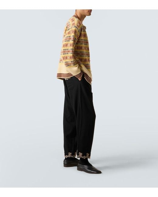 Bode Metallic Marzipan Jacquard Wool Cardigan for men