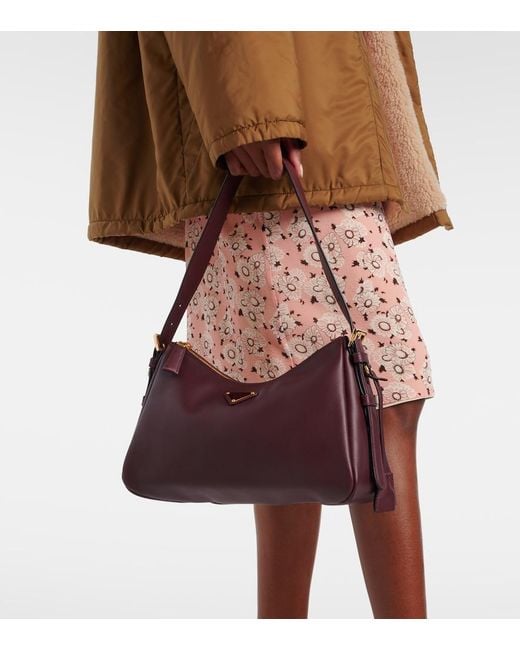 Prada Purple Grape Leather Medium Aimee Shoulder Bag