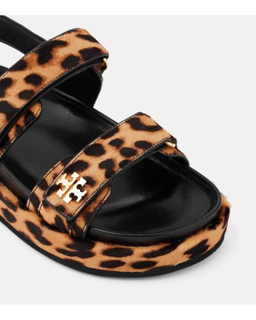 Tory Burch Brown Kira Leopard Print Sandals