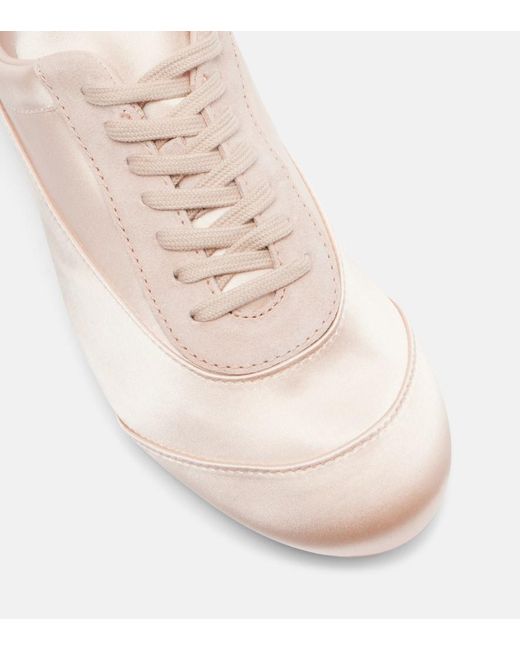 Jil Sander Pink Sneakers Floor Aus Satin Mit Veloursleder