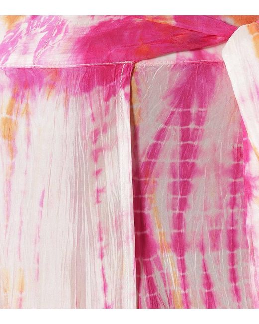 Gonna Cara a stampa tie-dye in seta di Anna Kosturova in Pink