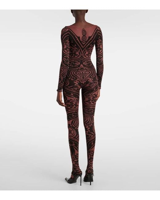 Wolford Brown X Etro Tattoo Paisley Catsuit