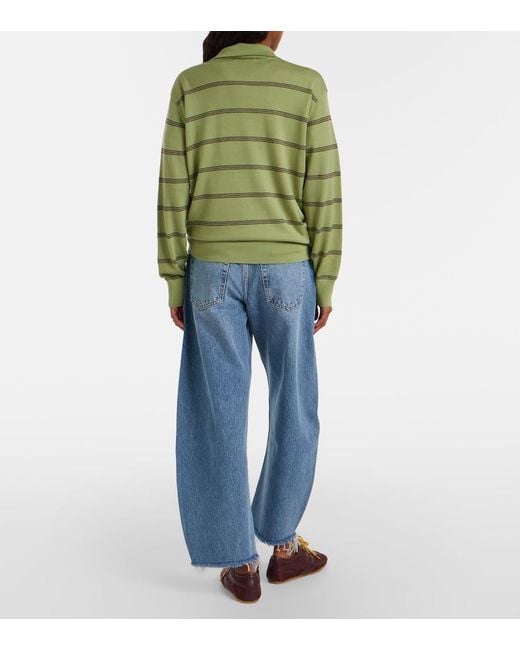 FRAME Blue Bubble Cropped Barrel-Leg Jeans