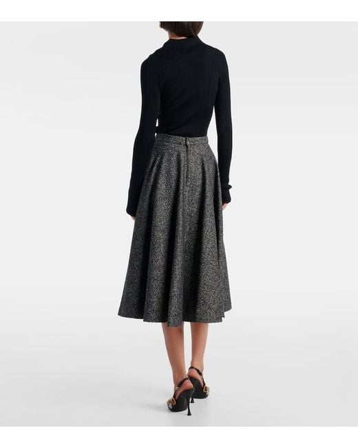 Dolce & Gabbana Black Wool-Blend Midi Skirt
