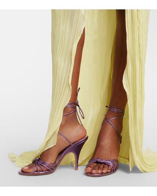 Gianvito Rossi Purple Metallic Leather Sandals