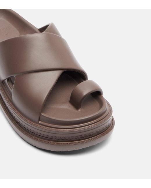 Sacai Brown Platform Slides