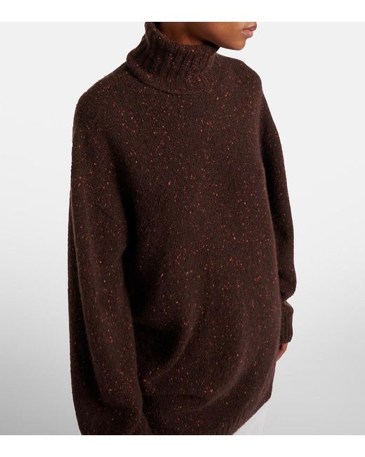 The Row Brown Mirai Cashmere Turtleneck Sweater