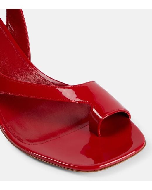 Dries Van Noten Red Asymmetric Patent Leather Sandals