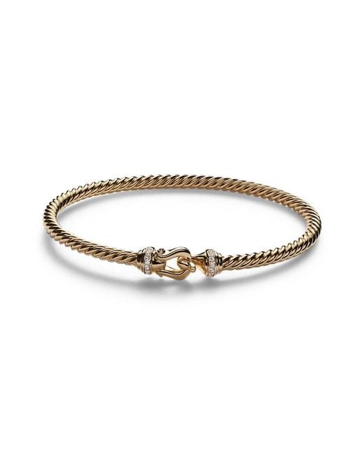 David Yurman Metallic Buckle Cablespira 18Kt Bangle With Diamonds