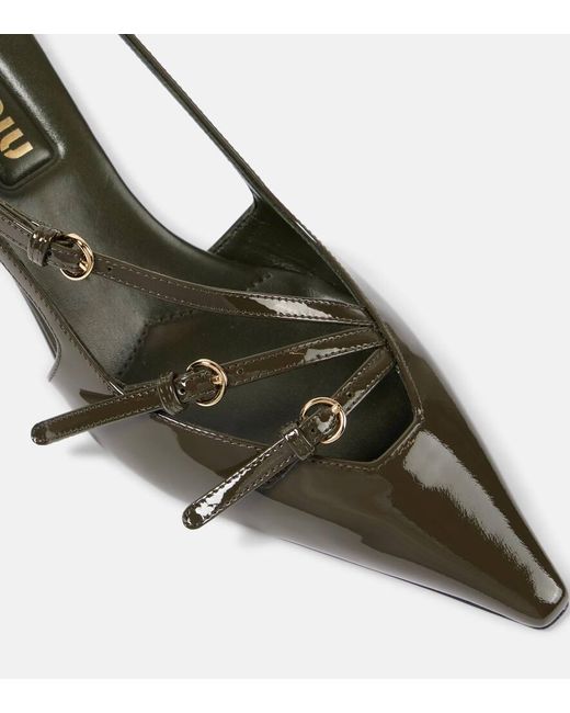 Miu Miu Metallic Patent Leather Slingback Pumps