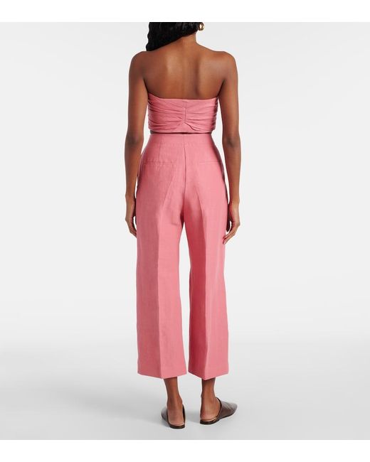 TOVE Red Santu Linen And Cotton-Blend Culottes