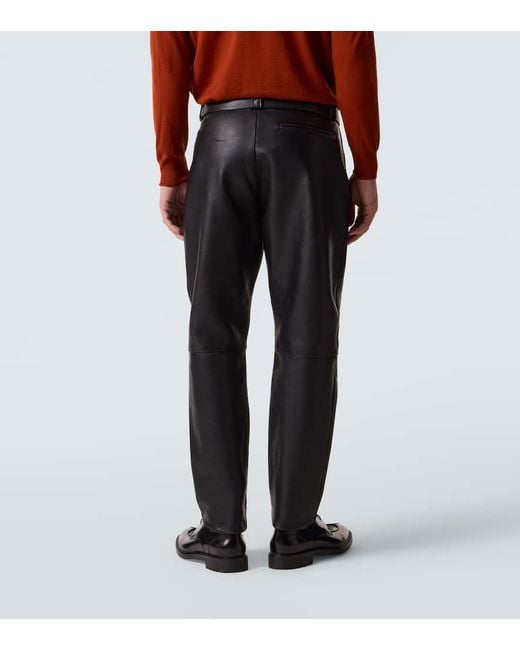 Saint Laurent Gerade Hose Aus Leder in Black für Herren