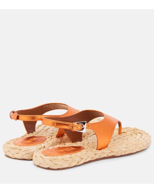 Paris Texas Orange Amalfi Metallic Leather Thong Sandals