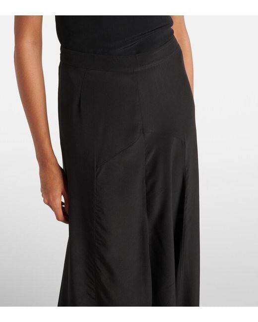 Isabel Marant Black Hortensia Silk Crepe De Chine Midi Skirt