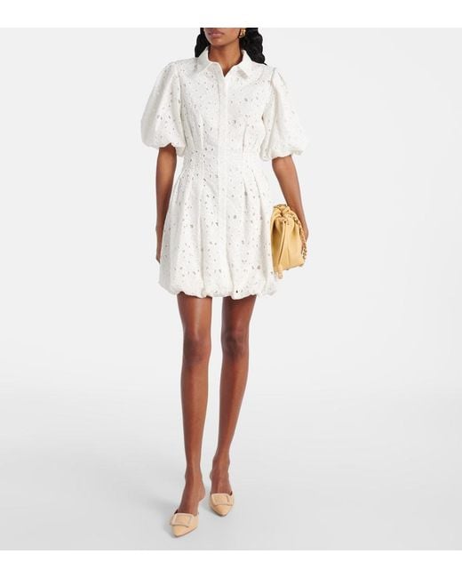 Jonathan Simkhai White Cleo Broderie Anglaise Cotton Minidress