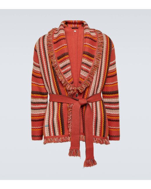 Alanui Red Ushuaia Stories Baja Wool Cardigan for men