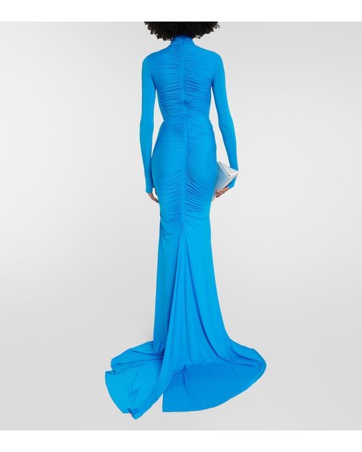 Alex Perry Blue Garner Turtleneck Gown