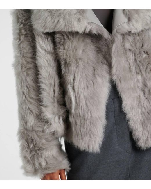 Yves Salomon Gray Reversible Shearling Jacket