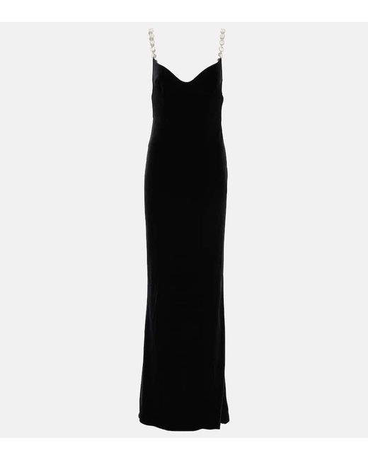 Galvan Black Avedon Embellished Velvet Gown