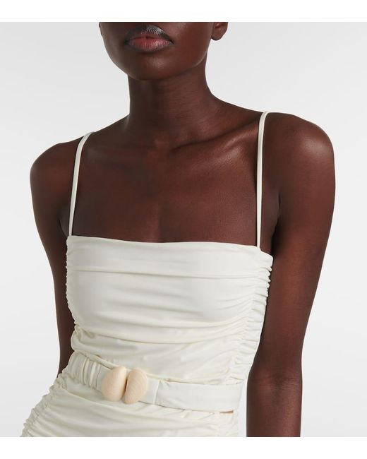 Johanna Ortiz White Whispering Tides Belted Swimsuit