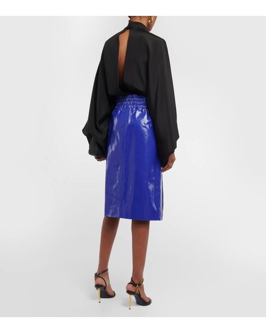 Tom Ford Black Cutout Silk Crepe Bodysuit