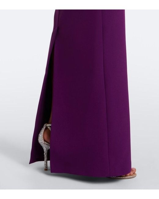 Safiyaa Purple Millie Belted Crepe Gown