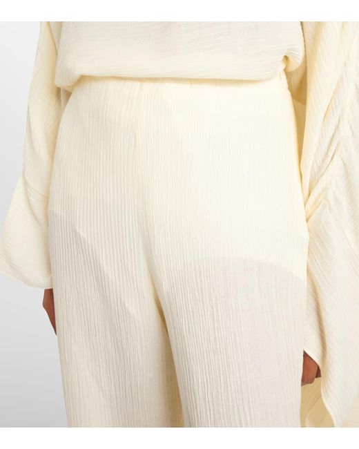 ‎Taller Marmo White Zoagli Cotton And Silk-Blend Straight Pants