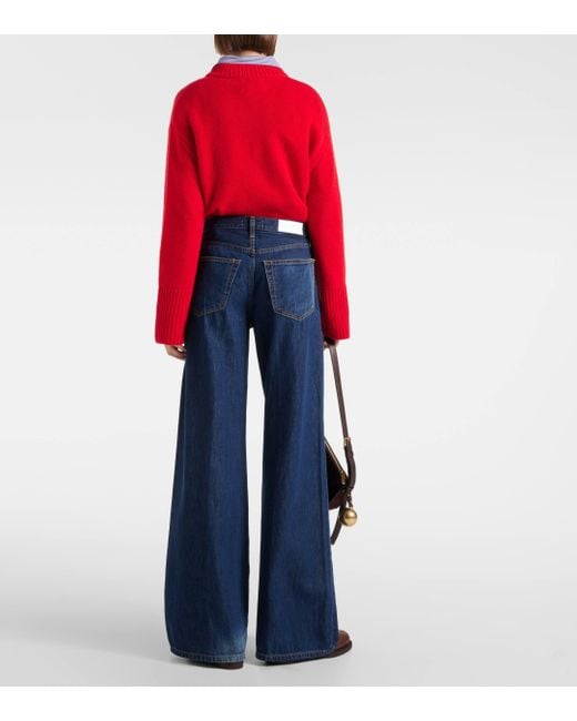 Re/done Blue Palazzo Mid-Rise Wide-Leg Jeans