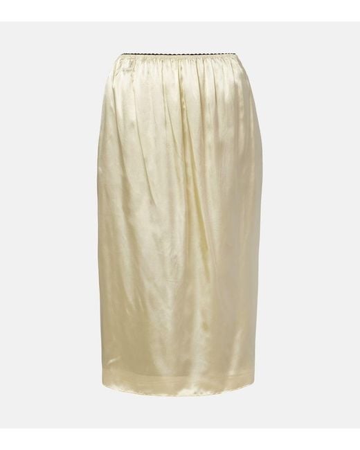Phoebe Philo Natural Silk-Blend Satin Slip Skirt