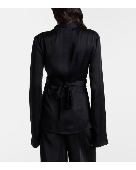 Rick Owens Black Laura Satin Wrap Top