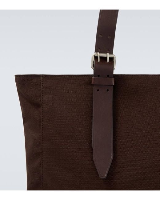 Dries Van Noten Tote Bag Aus Baumwoll-Canvas Mit Leder in Brown für Herren