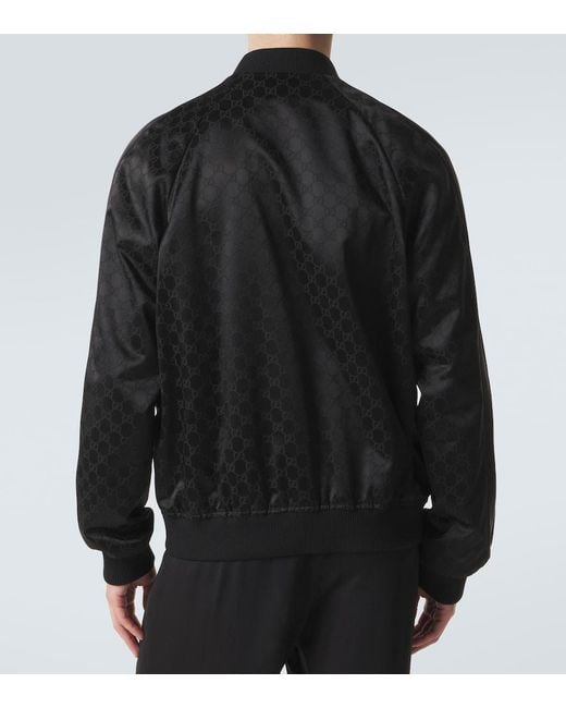 Gucci Black Gg Cotton-Blend Satin Jacket for men