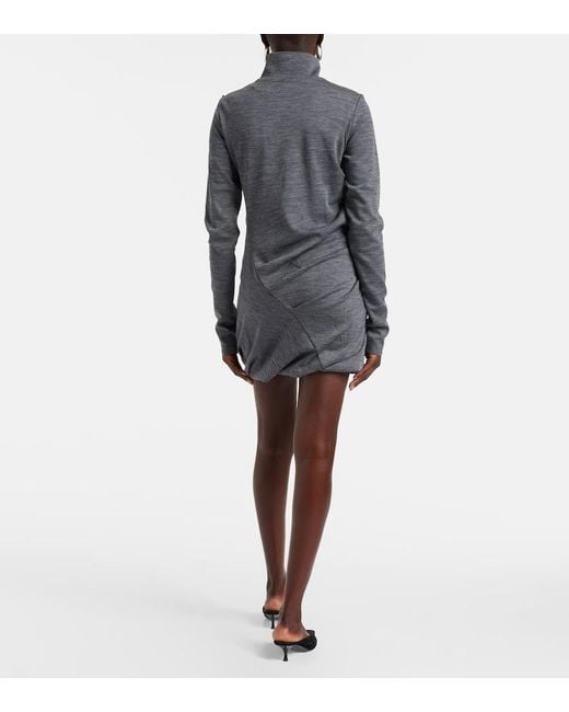 Sportmax Gray Luigia Wool And Cotton-Blend Minidress