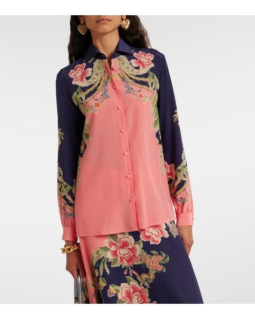 Etro Pink Printed Silk Shirt