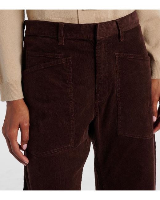 Nili Lotan Red Shon Mid-Rise Barrel-Leg Pants