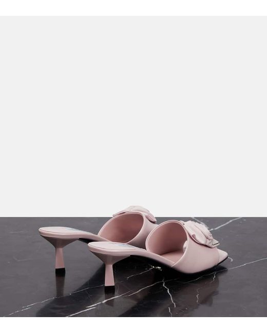 Prada Pink Embellished Leather Mules