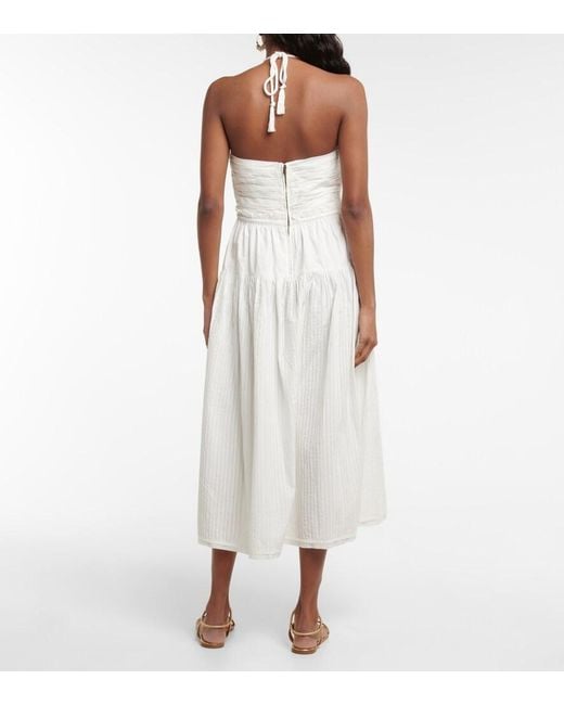Ulla Johnson White Emmaline Halterneck Cotton Poplin Midi Dress