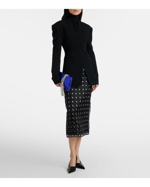 Emilia Wickstead Black Bethan Polka-Dot Silk Taffeta Pencil Skirt