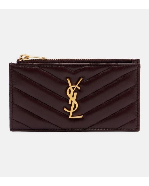 Saint Laurent Brown Cassandre Leather Card Holder
