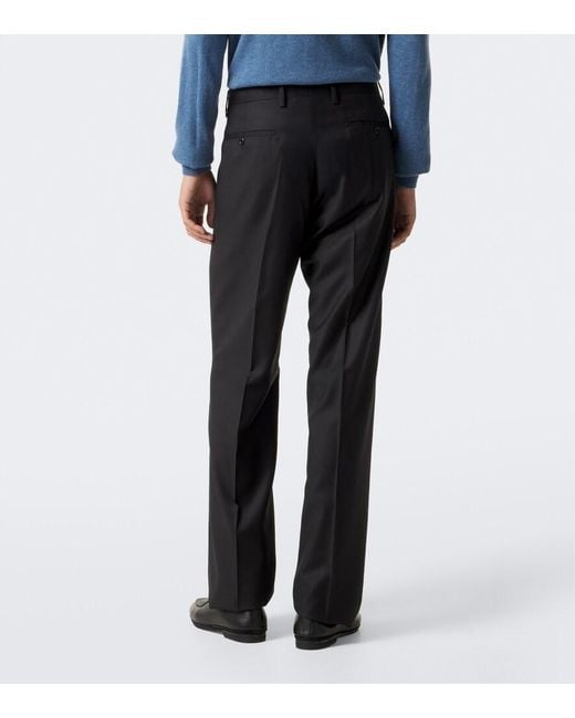 Rubinacci Black Virgin Wool Wide-Leg Pants for men